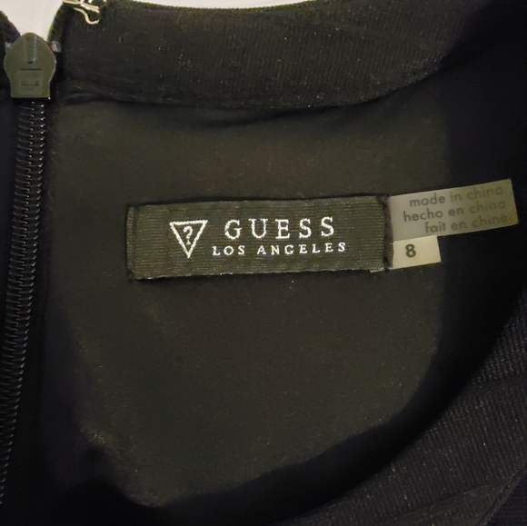 Guess Stretch Solid Black Sleeveless Sheath Bodycon Keyhole Dress Size 8 - Picture 8 of 10